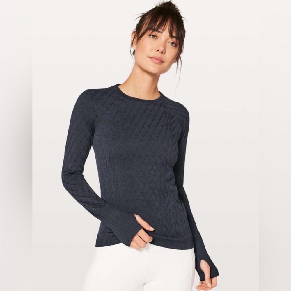 Lululemon Rest Less Pullover Navy Blue Night Sea Textured Size 6/8 0608O